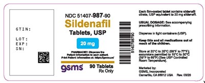 51407-987-90lb (Sildenafil Tablets 20g)